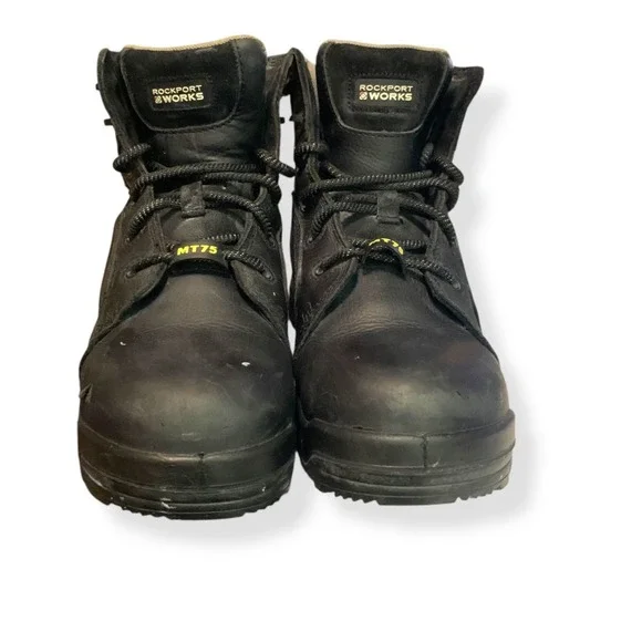 Rockport Works Women's Black Leather Steel Toe Safety Work Boots RK465 Sz 8.5 W - Picture 5 of 13